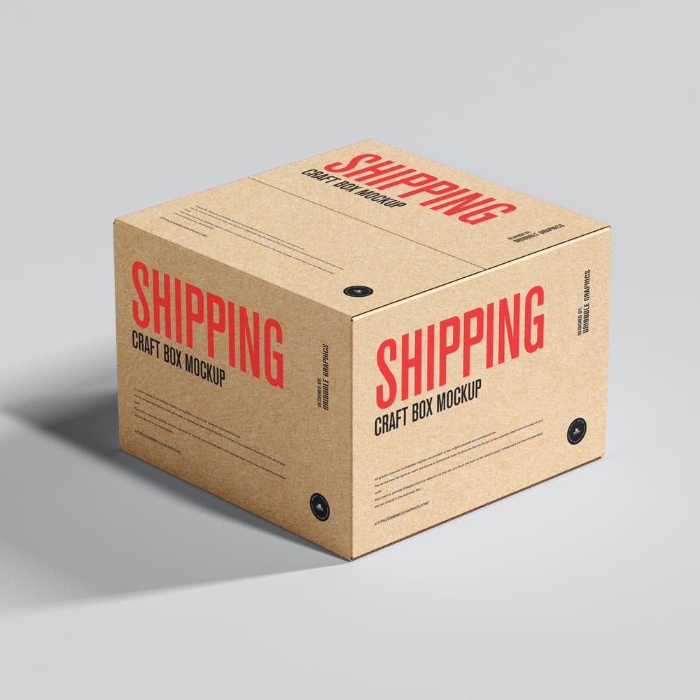 Free Shipping Craft Box Mockup PSD