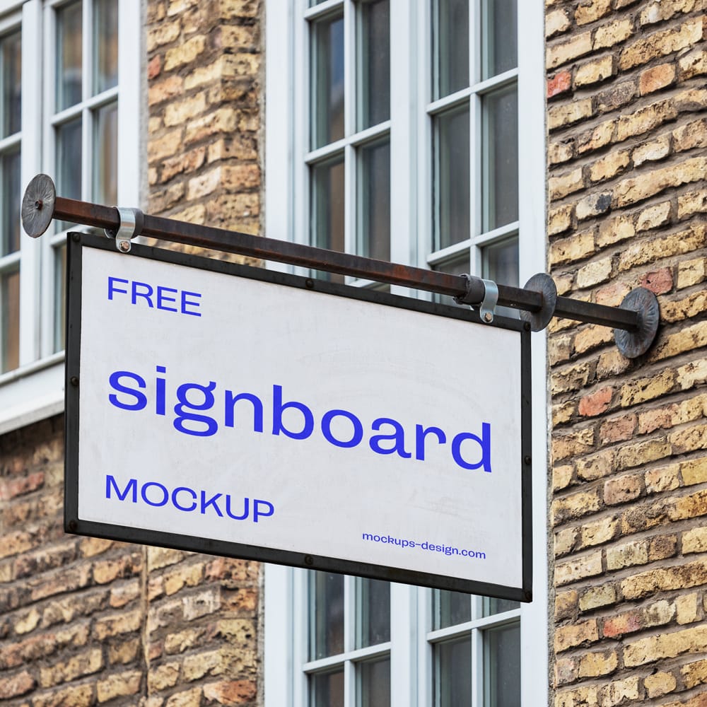 Free Simple Rectangle Signboard Mockup PSD