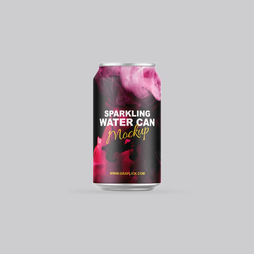 Free Sparkling Water Can Mockup PSD