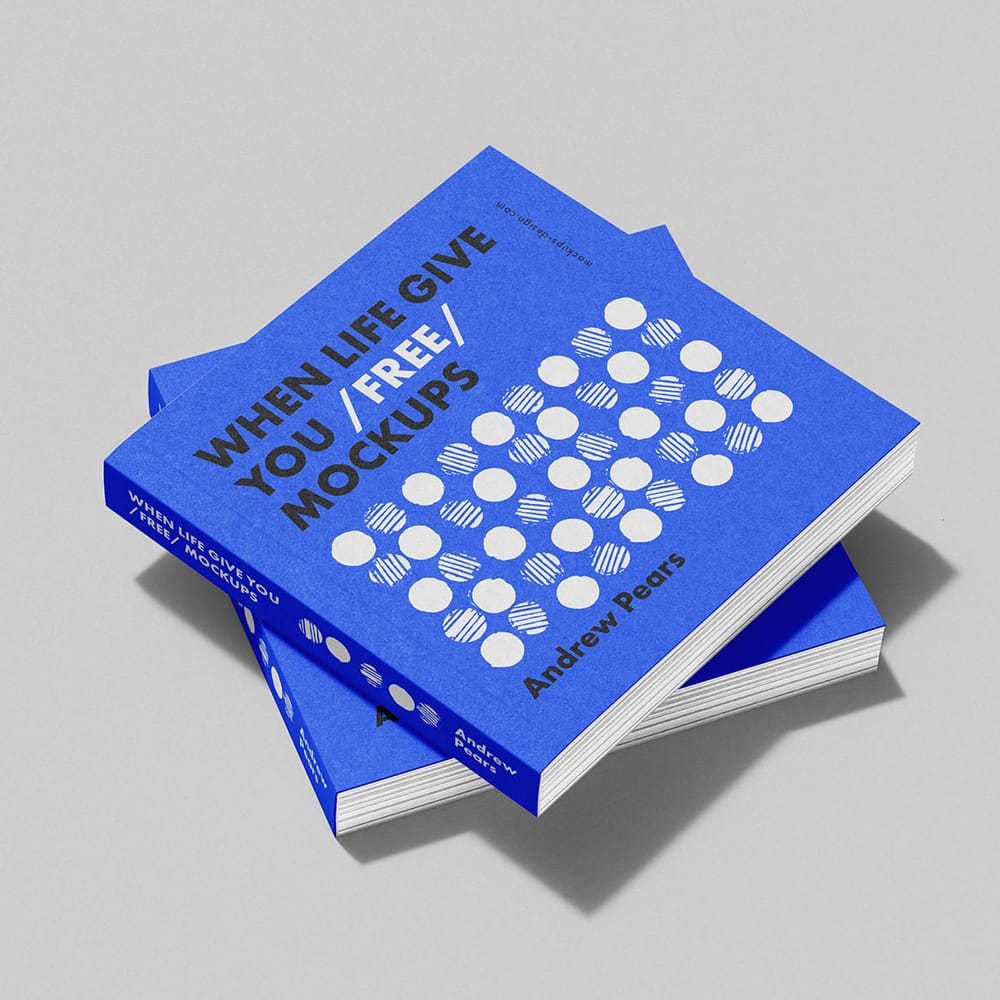 Free Square Book Mockup with Hard Shadow PSD