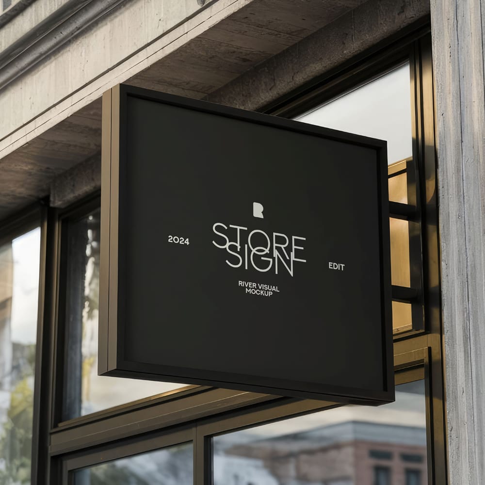 Free Store Sign Mockup Template PSD