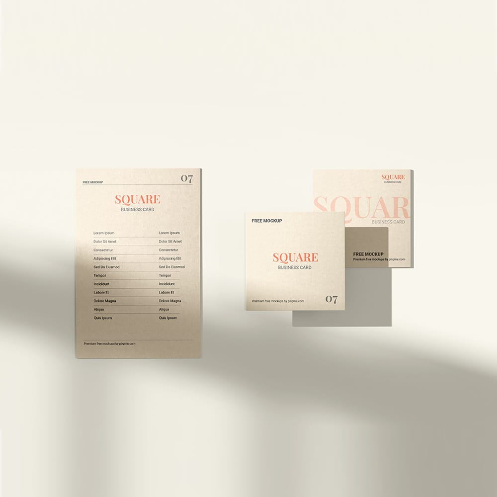 Free Two Square Business Card Mockup PSD