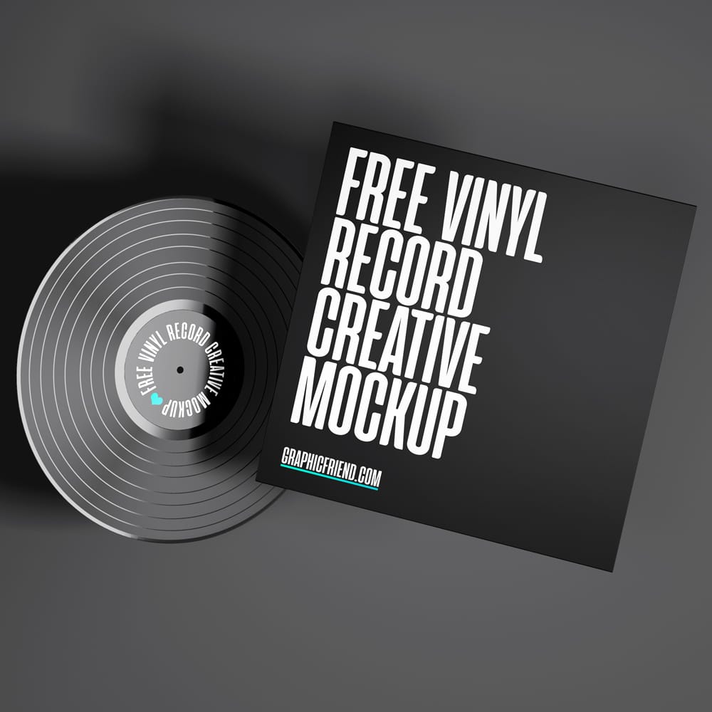 Free Vinyl Record Creative Mockup PSD
