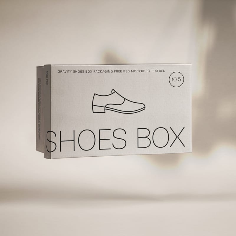 Gravity Packaging Shoe Box Mockup PSD