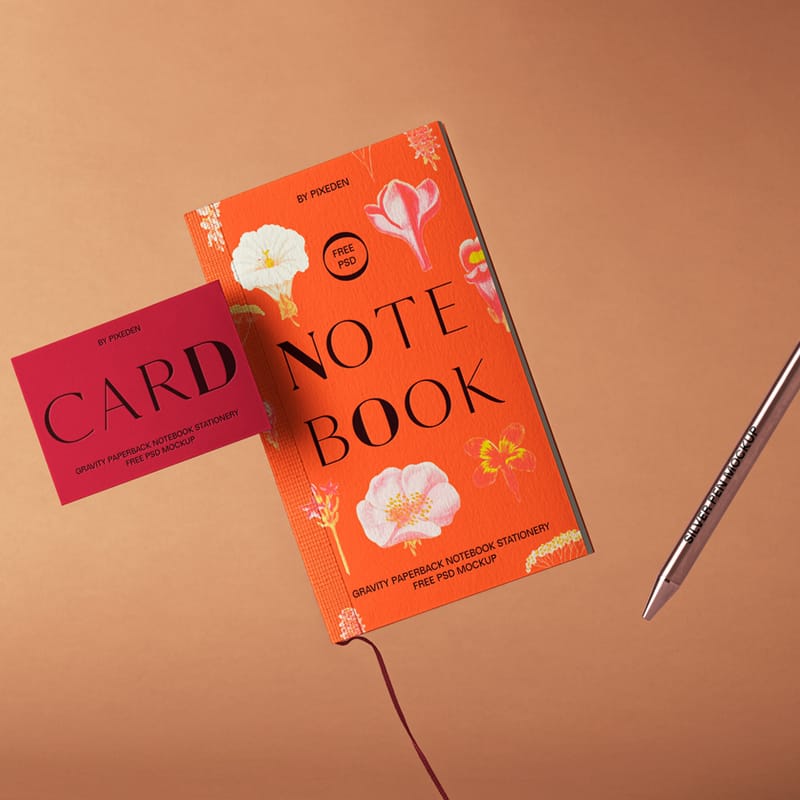 Gravity Paperback Notebook Mockup PSD