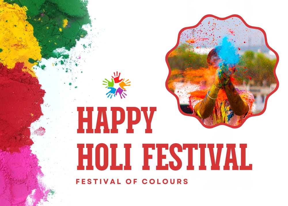 Holi Festival Greeting Card Template