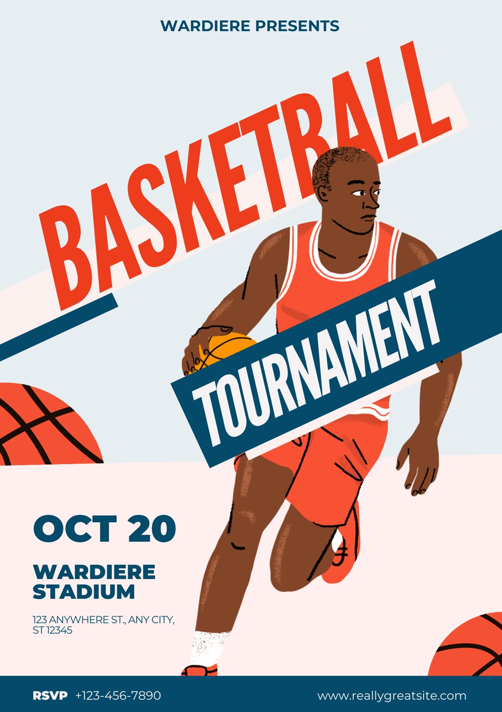 Illustrative and Modern Basketball Tournament Flyer Template