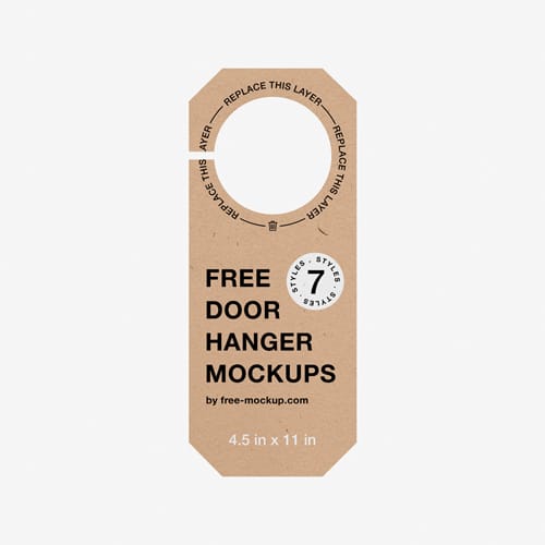 Kraft Door Hanger Mockup PSD