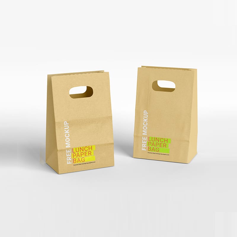 Lunch Kraft Paper Bag Mockup PSD