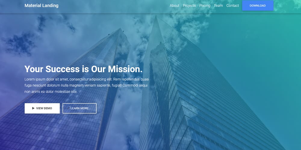 Material Design Landing Page Template