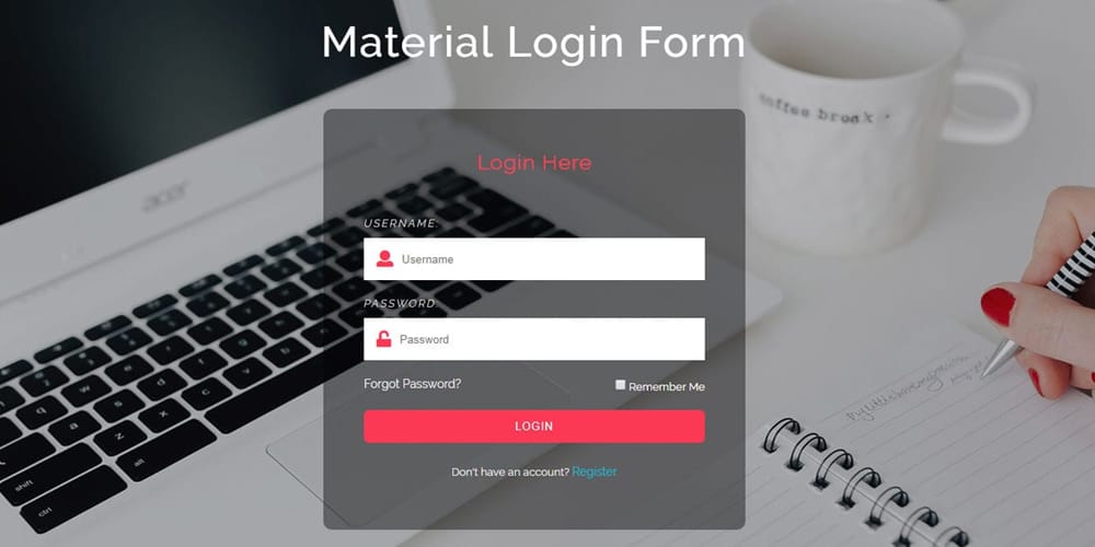 Material Login Form Responsive Template