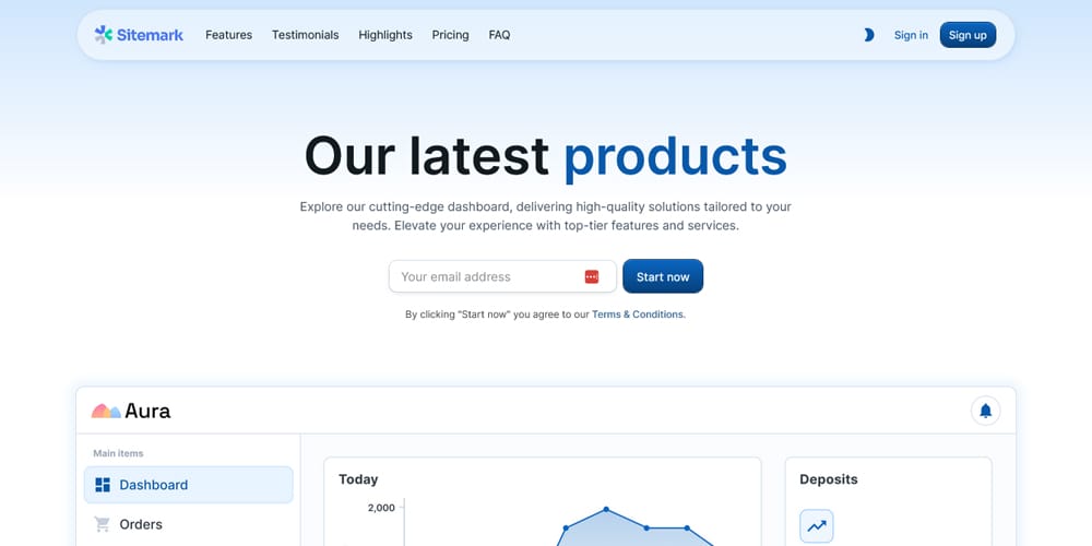 Material UI Landing Page Template