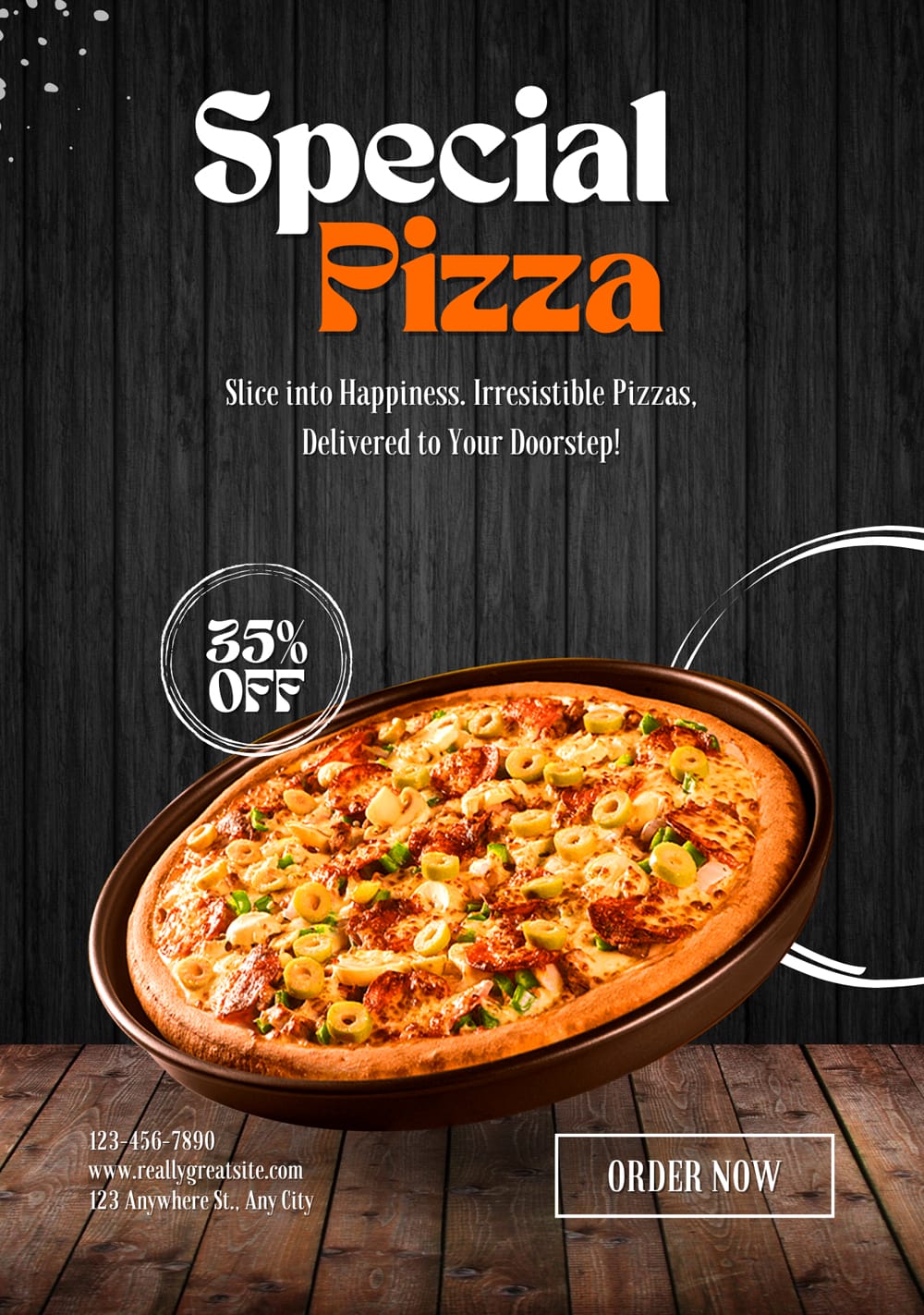 Orange and White Modern Special Pizza Flyer Template
