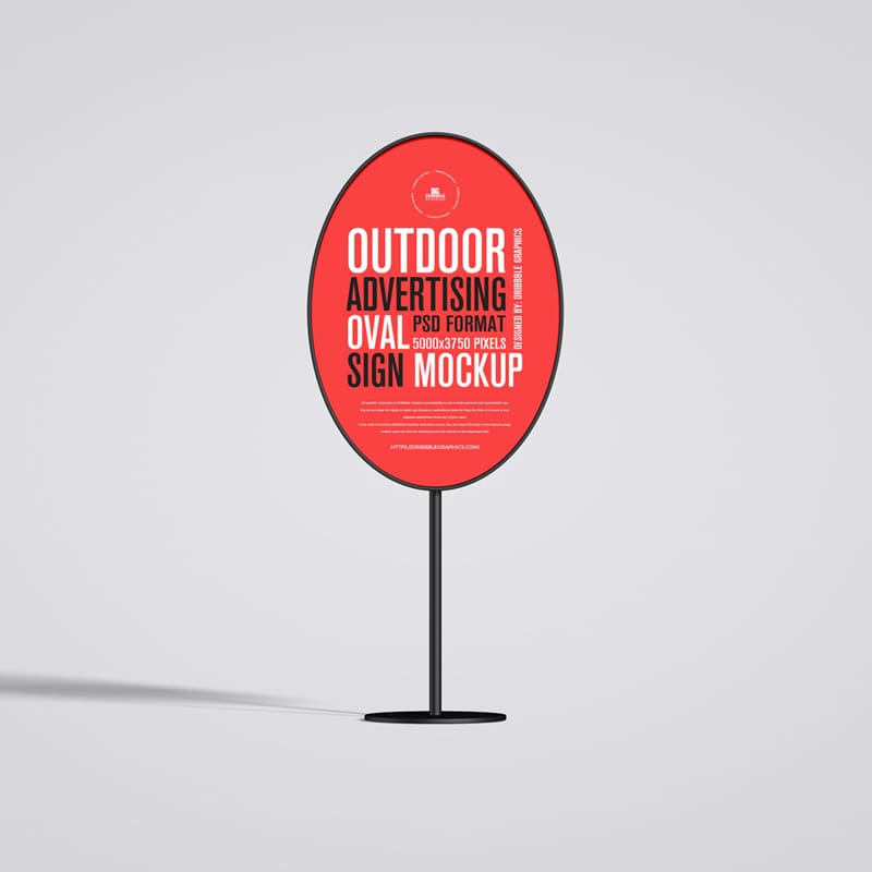 Outdoor Advertising Oval Sign Mockup PSD