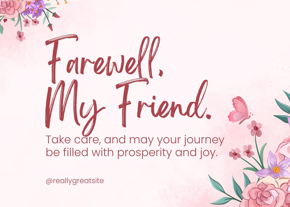 Pink and Red Floral Farewell Card Template