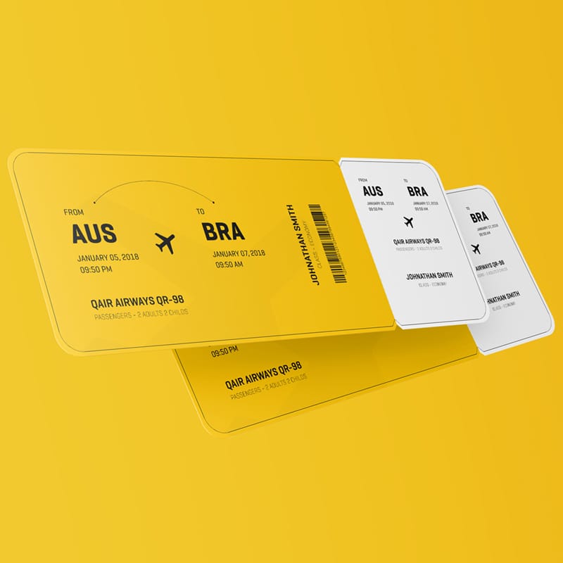 Round Corner Event Ticket Mockup PSD