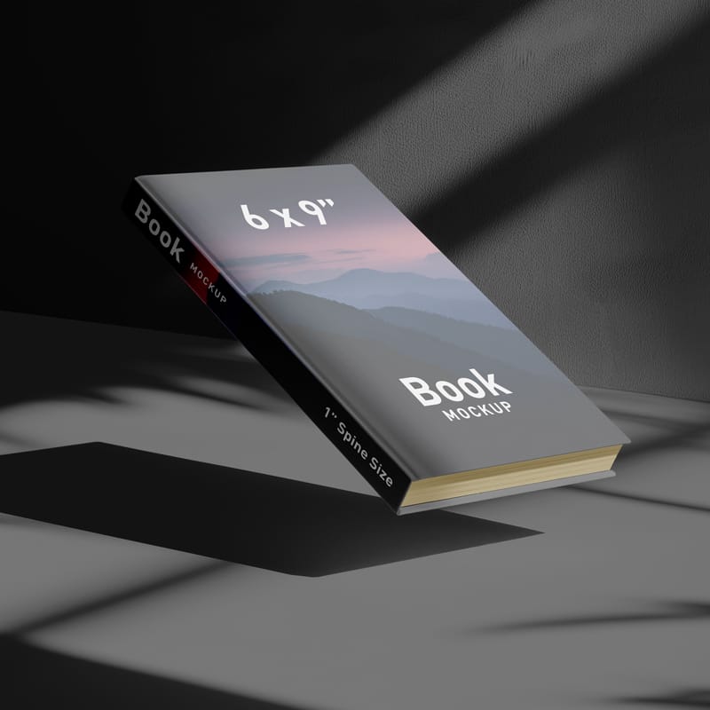 Shadow 6 x 9 Inches Hardcover Book Title Mockup PSD