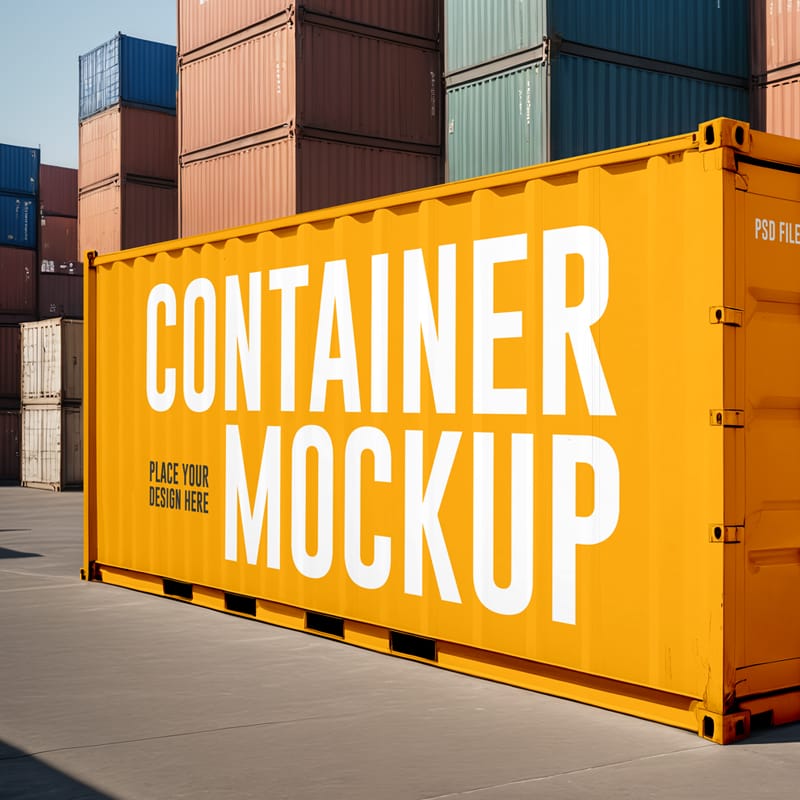 Shipping Container Mockup Design PSD