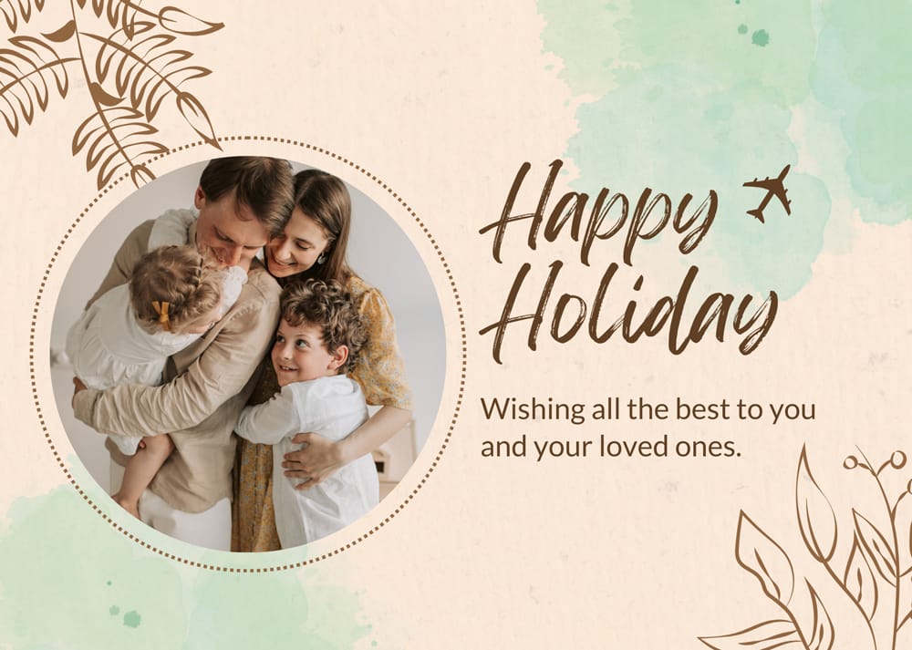 Simple Family Happy Holiday Card Template