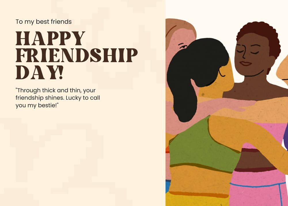 Simple Happy Friendship Day Greeting Card Template