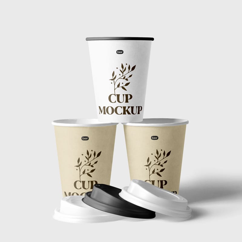 Stacked Paper Cups Mockup Template PSD