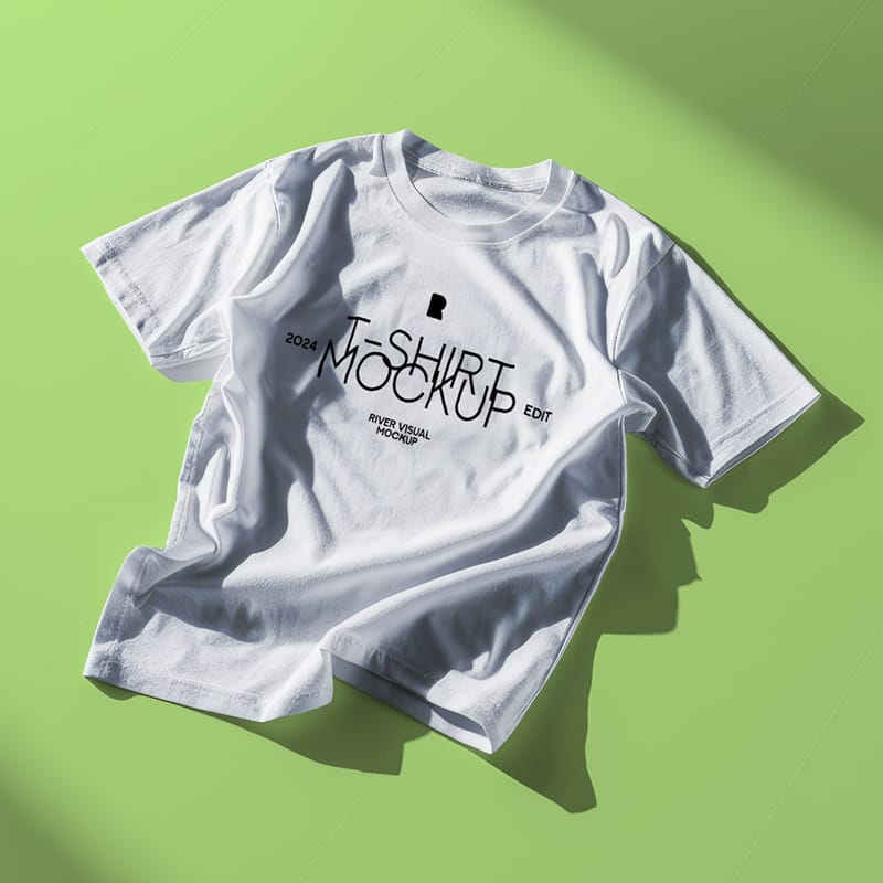 T-Shirt on the Floor Mockup PSD