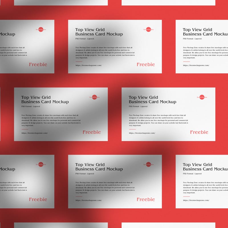 Top View Grid Business Card Mockup PSD