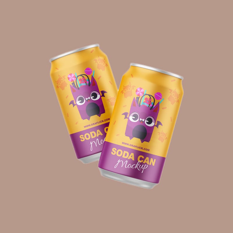 Two Soda Can Mockup PSD
