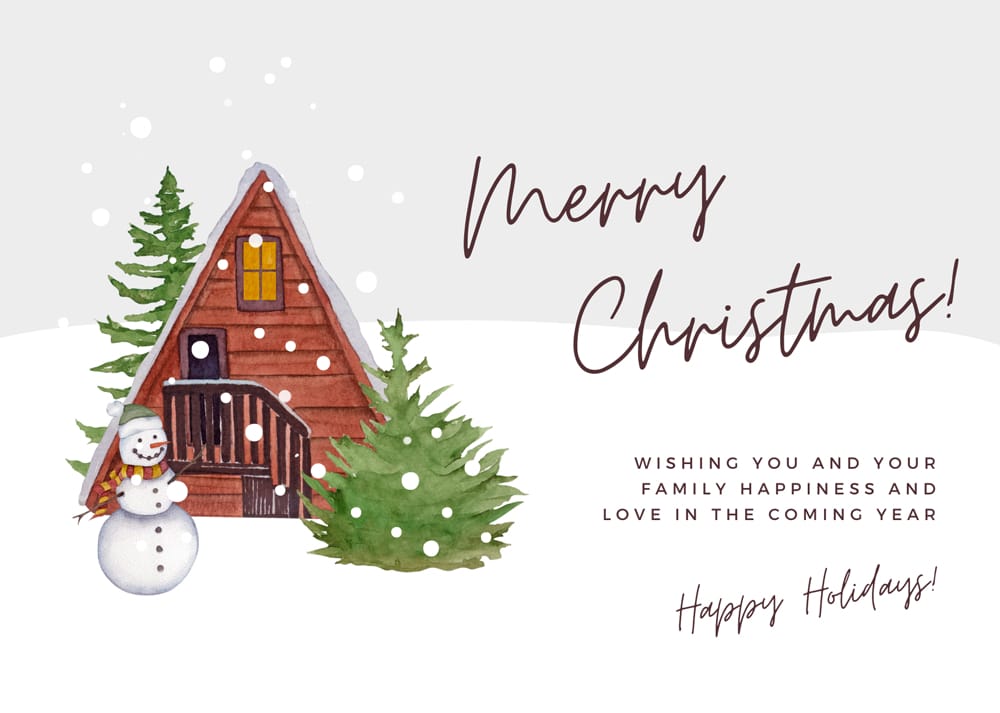 Watercolor Happy Holidays Merry Christmas Card Template
