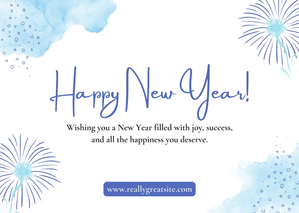 Watercolor Happy New Year  Card Template