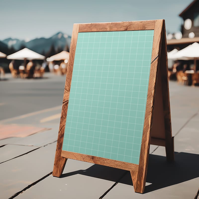 Wooden A-Frame Sandwich Board Mockup PSD