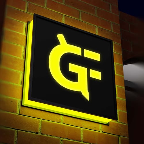 Yellow Light Wall Sign Mockup PSD