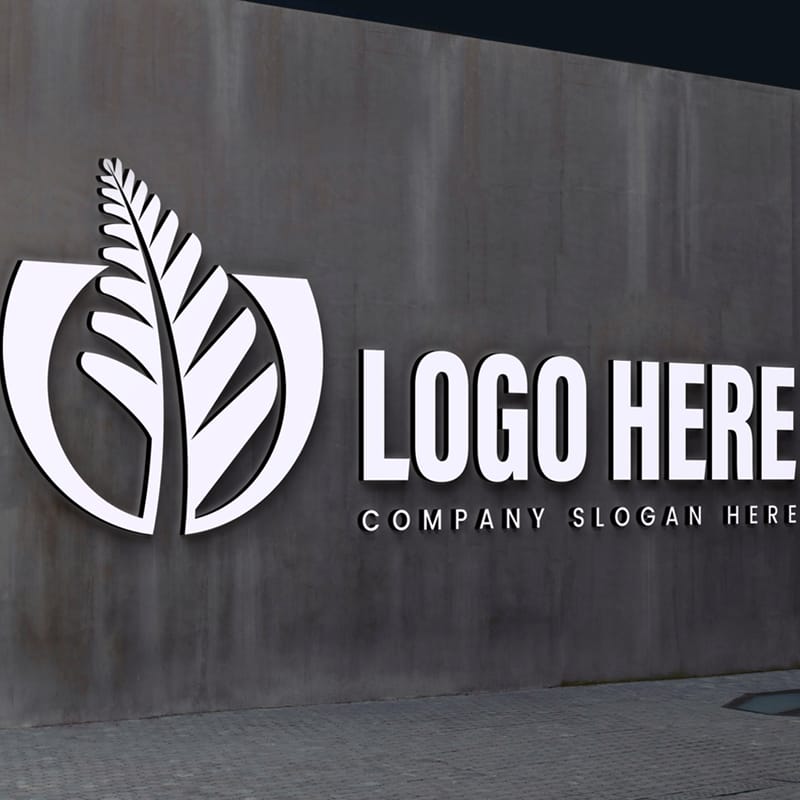 3D Wall Sign Logo Mockup PSD