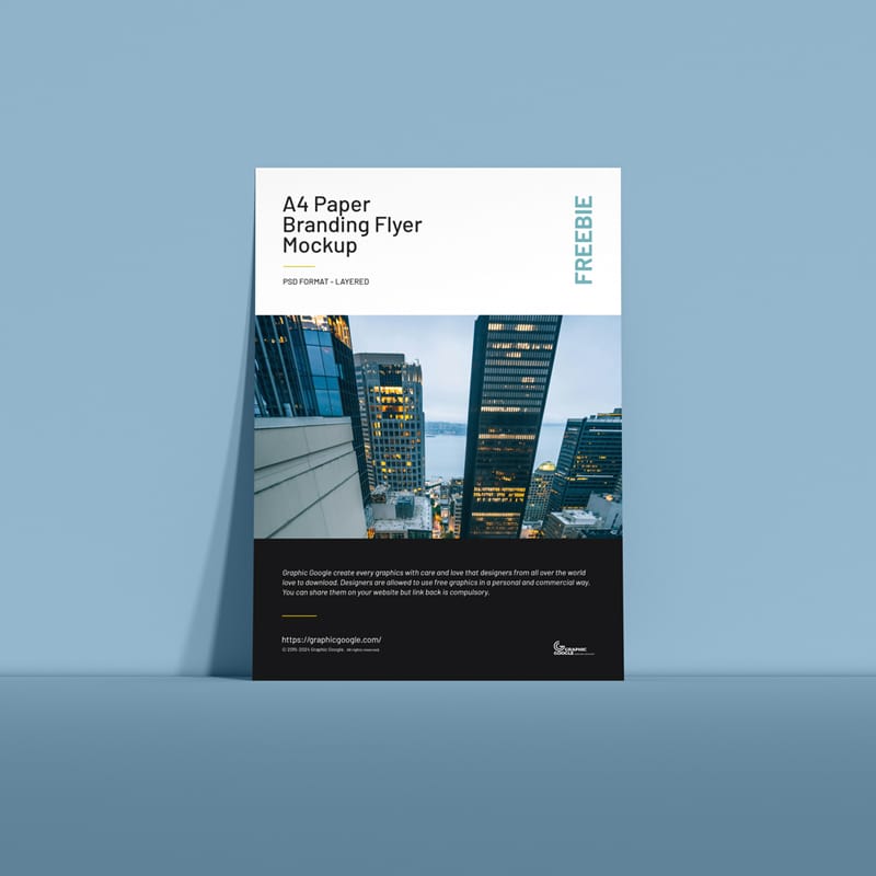 A4 Paper Branding Flyer Mockup PSD