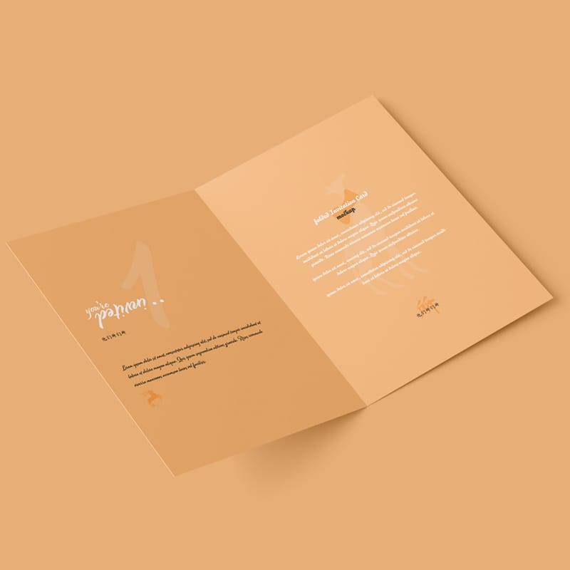 A5 Folded Invitation Card Mockup Template PSD