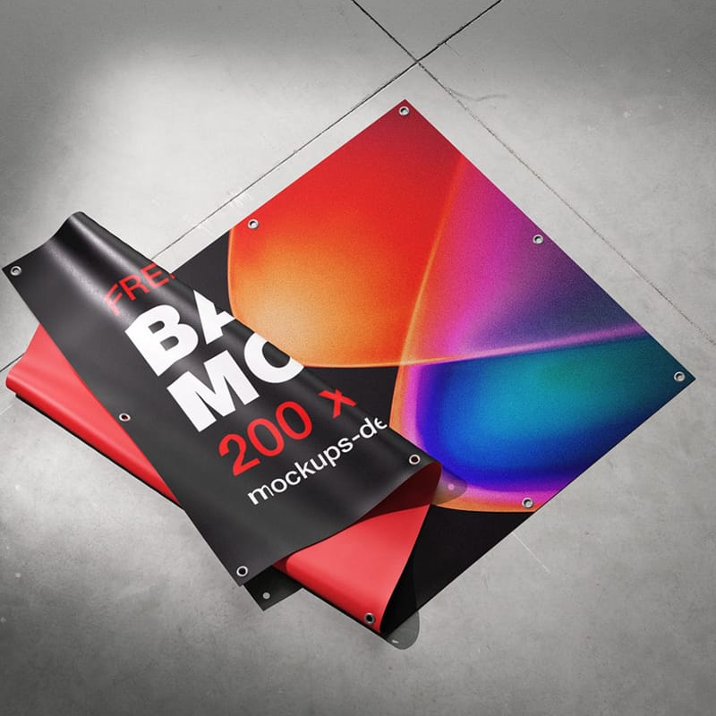 Banner on the Floor Mockup PSD