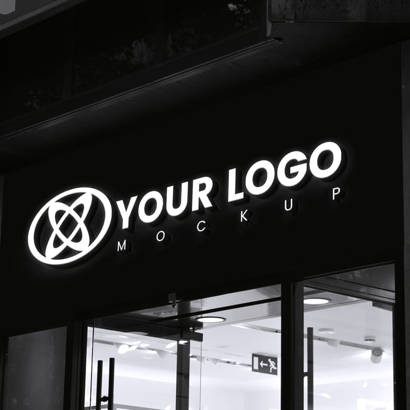 Black And White Store Logo Mockup PSD