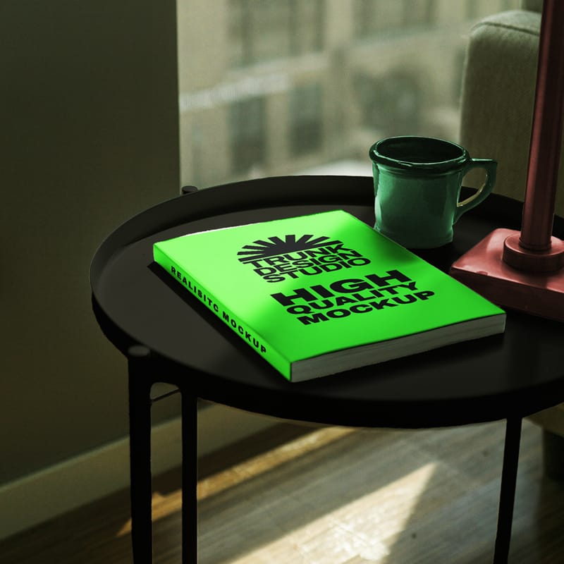 Book on Coffee Table Mockup PSD