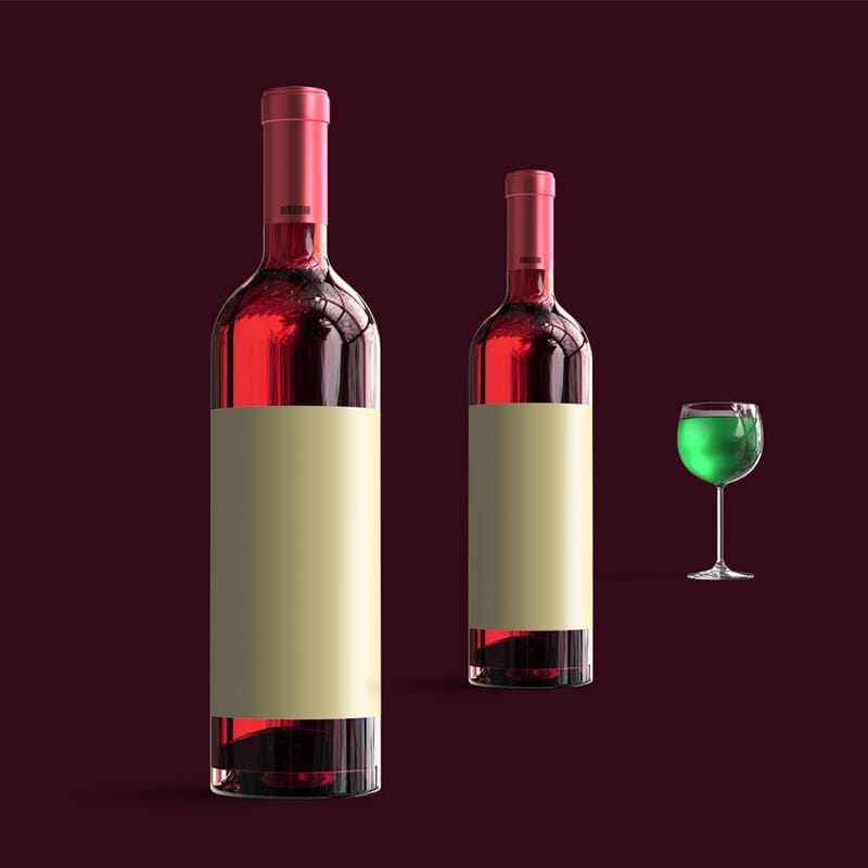 Burgundy Wine Bottle Mockup PSD