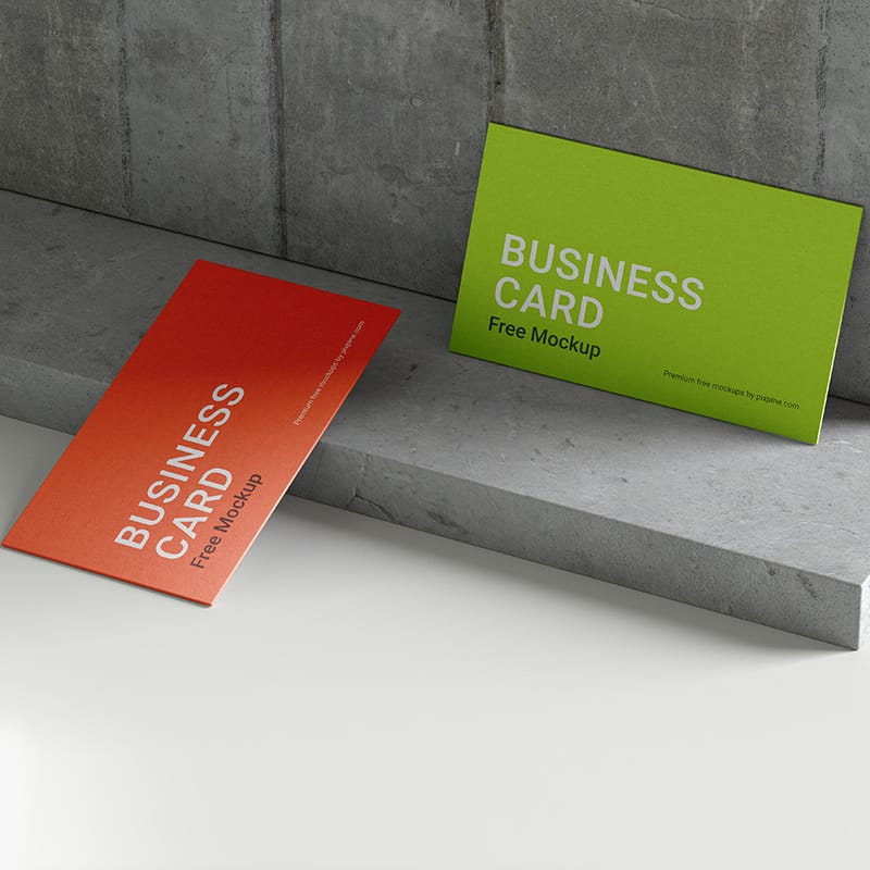 Business Card on Textured Wall Mockup PSD