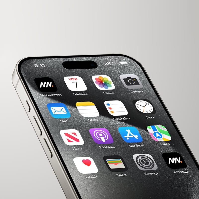 Closeup iPhone 15 Pro Max Mockup PSD