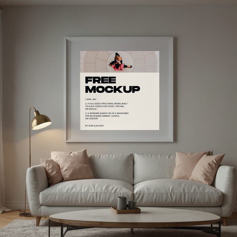 Cozy Room Poster Mockup PSD