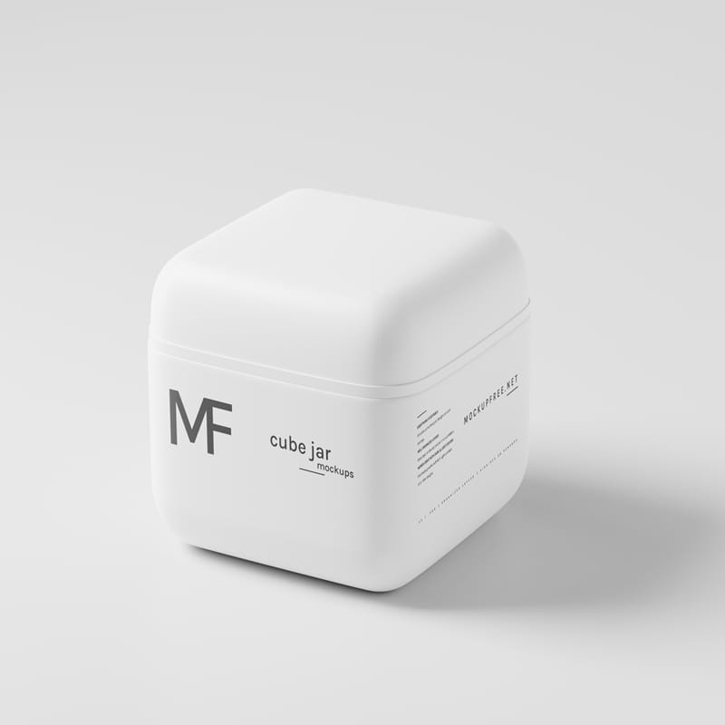 Cube Shaped Cosmetic Jar Mockups PSD