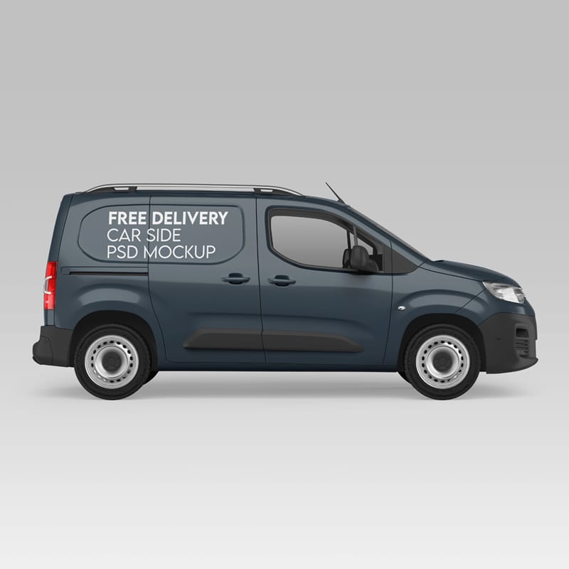 Delivery Car Side Mockup PSD