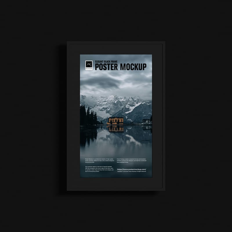 Elegant Black Frame Poster Mockup PSD