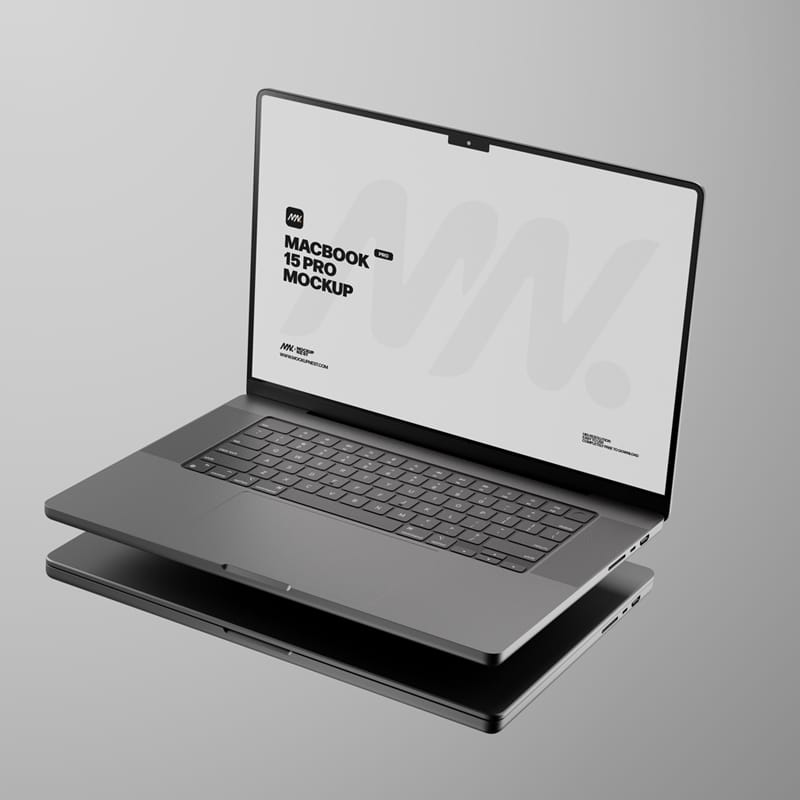 Floating Macbook Pro Mockup PSD