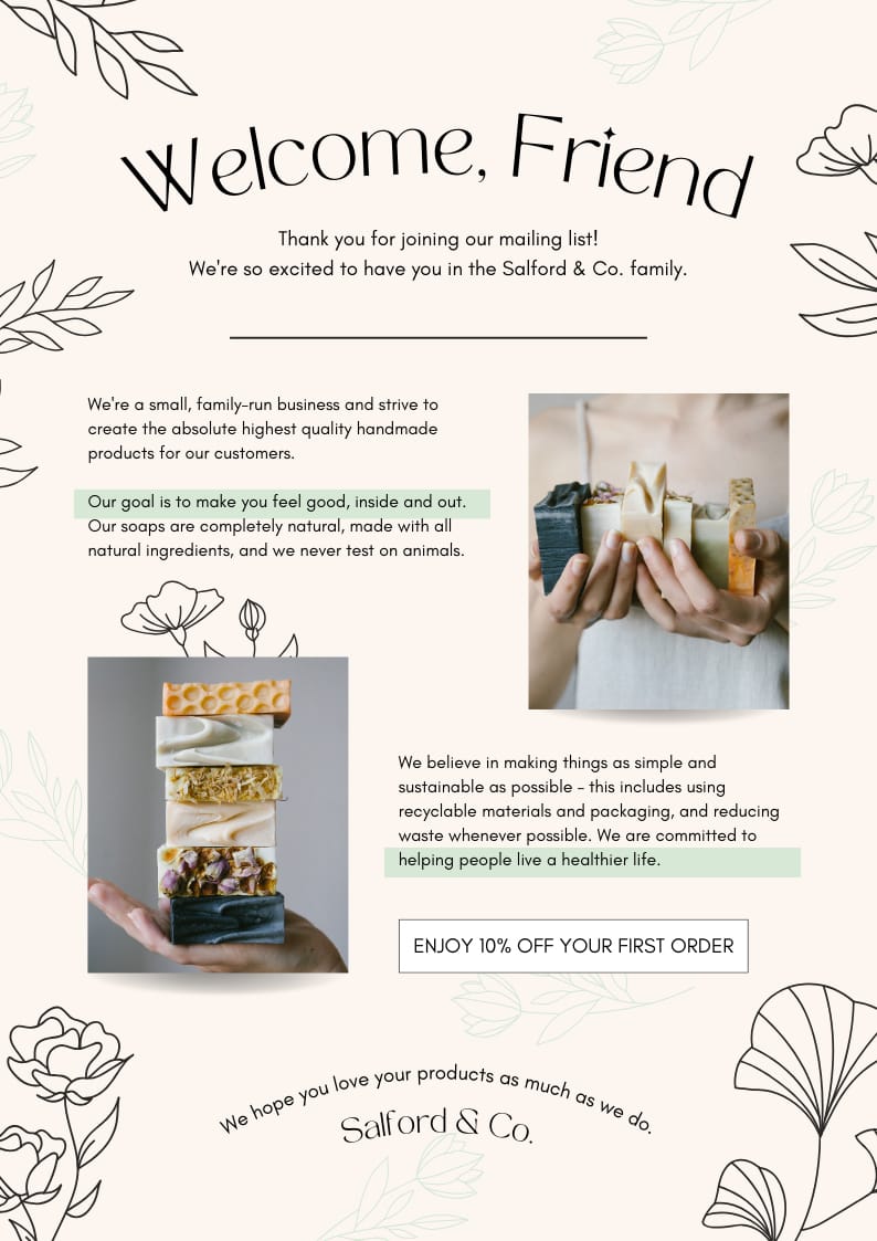 Floral Welcome Email Newsletter Template