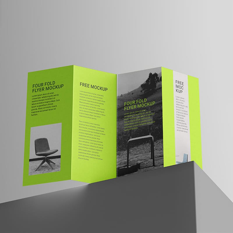 Four Fold Flyer Mockup PSD