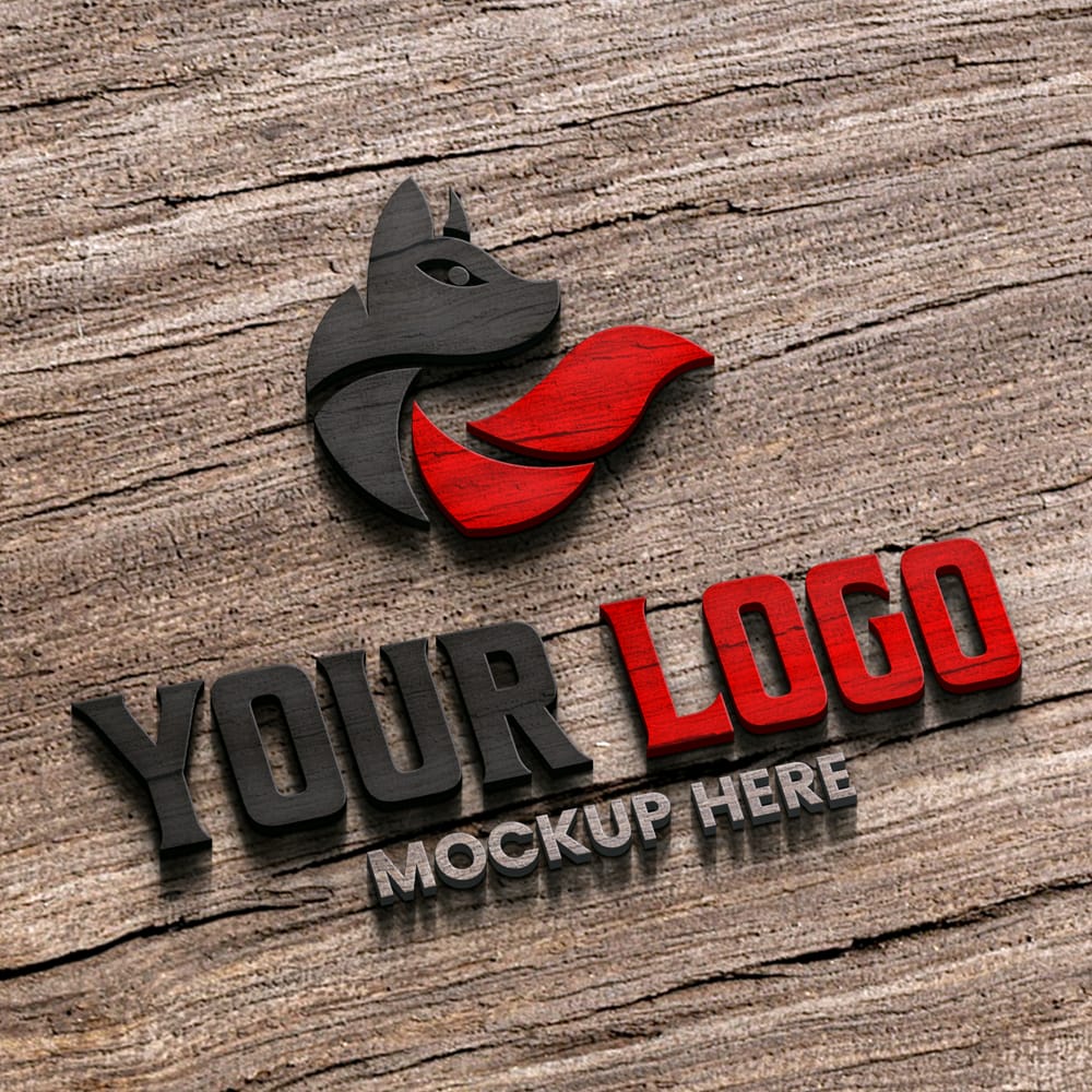 Free 3D Wooden Logo Mockup PSD