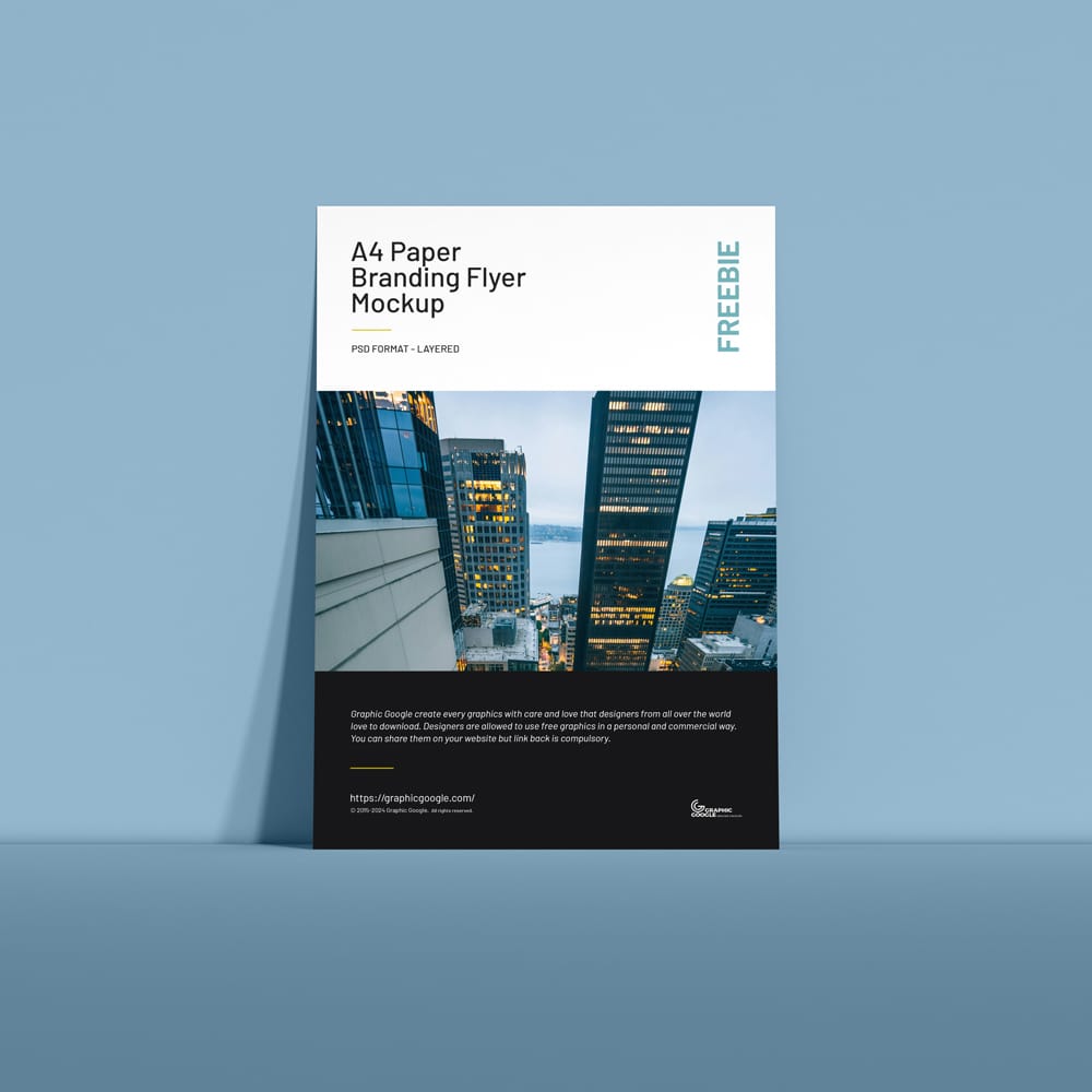 Free A4 Paper Branding Flyer Mockup PSD